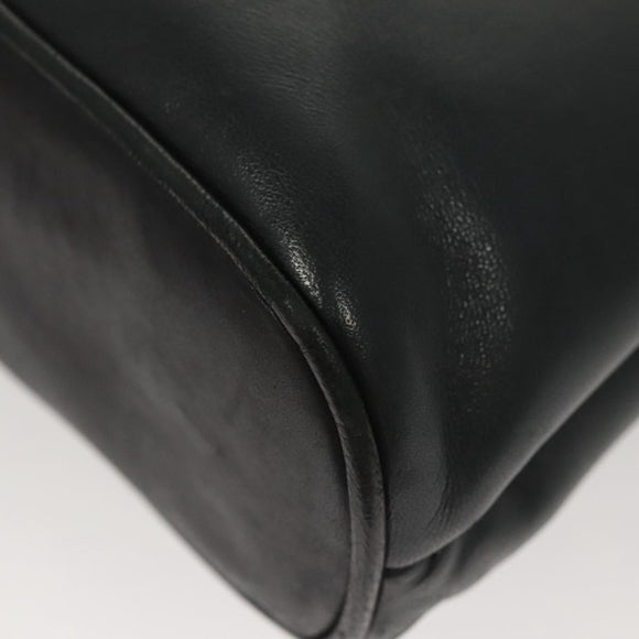 BALLY Quilted Shoulder Bag Leather Navy Gold Auth th6030