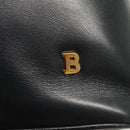 BALLY Quilted Shoulder Bag Leather Navy Gold Auth th6030-15