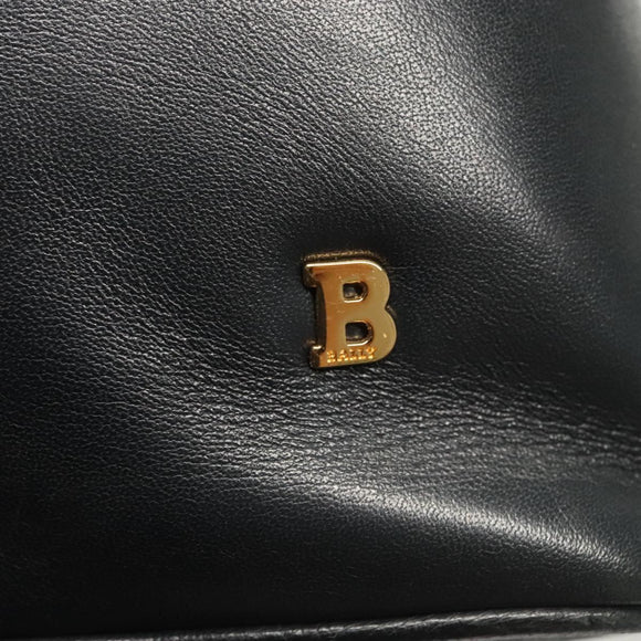 BALLY Quilted Shoulder Bag Leather Navy Gold Auth th6030