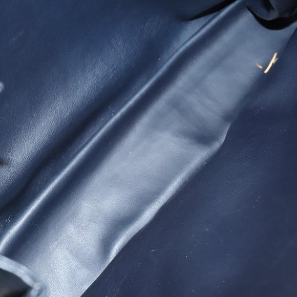 BALLY Quilted Shoulder Bag Leather Navy Gold Auth th6030