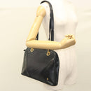 BALLY Quilted Shoulder Bag Leather Navy Gold Auth th6030-22