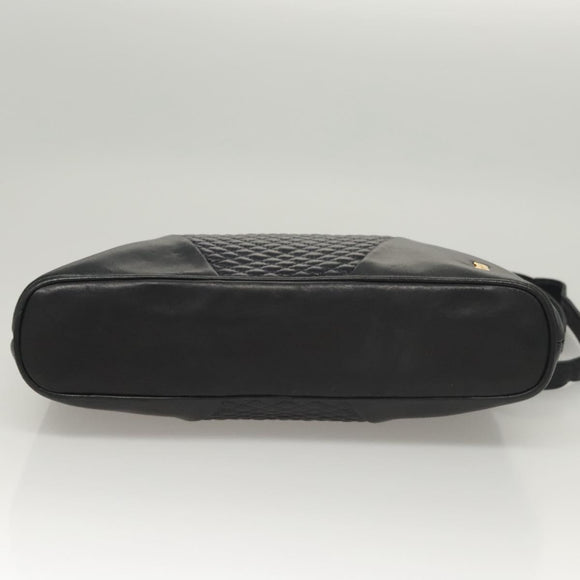 BALLY Quilted Shoulder Bag Leather Navy Gold Auth th6030