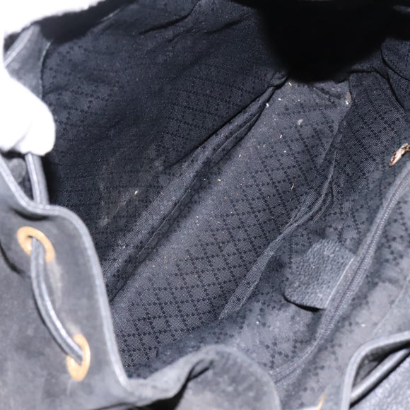 GUCCI Bamboo Backpack Suede Black Gold 003 1998 0016 Auth th6031