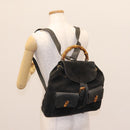 GUCCI Bamboo Backpack Suede Black Gold 003 1998 0016 Auth th6031-33