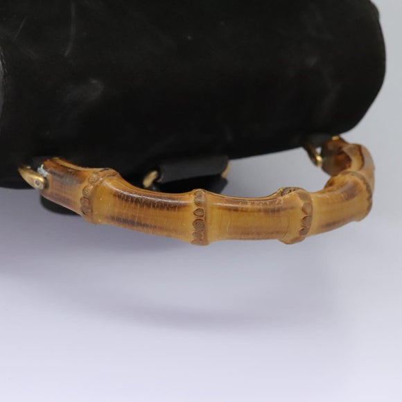 GUCCI Bamboo Backpack Suede Black Gold 003 1998 0016 Auth th6031