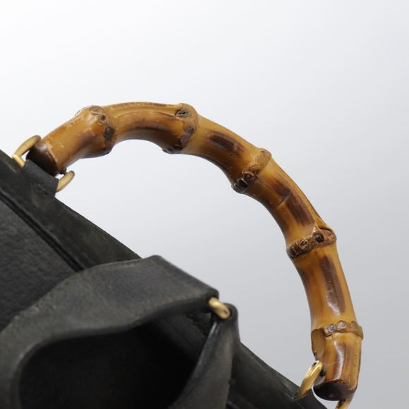 GUCCI Bamboo Backpack Suede Black Gold 003 1998 0016 Auth th6031