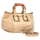 Chloe Etel Hand Bag Leather 2way Beige Gold Auth th6032-1