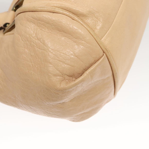 Chloe Etel Hand Bag Leather 2way Beige Gold Auth th6032