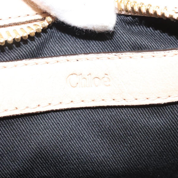Chloe Etel Hand Bag Leather 2way Beige Gold Auth th6032