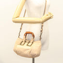 Chloe Etel Hand Bag Leather 2way Beige Gold Auth th6032-23