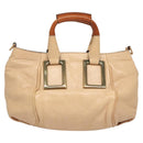 Chloe Etel Hand Bag Leather 2way Beige Gold Auth th6032-2