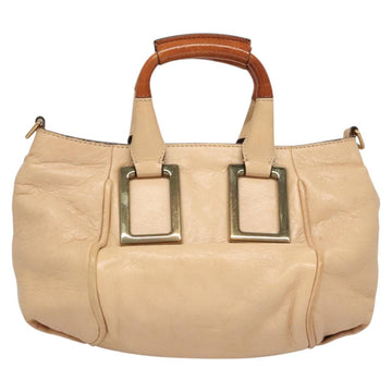 Chloe Etel Hand Bag Leather 2way Beige Gold Auth th6032 - 0