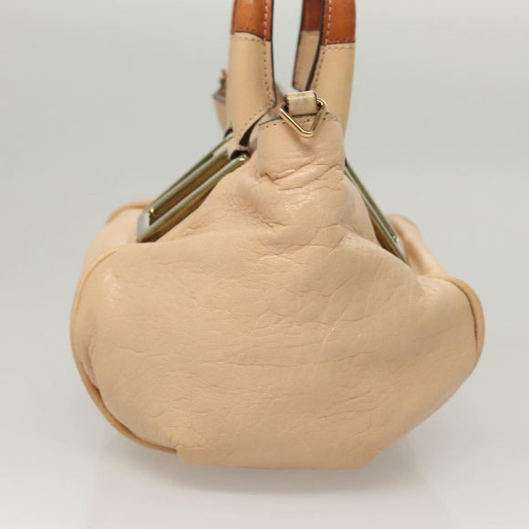 Chloe Etel Hand Bag Leather 2way Beige Gold Auth th6032