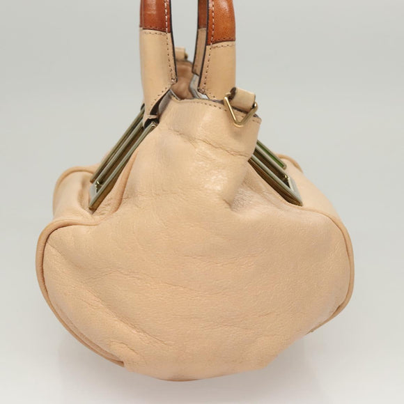 Chloe Etel Hand Bag Leather 2way Beige Gold Auth th6032