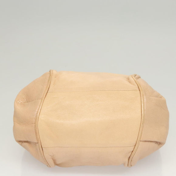 Chloe Etel Hand Bag Leather 2way Beige Gold Auth th6032