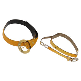 Salvatore Ferragamo Givenchy Belt Leather 2Set Yellow Auth th6037