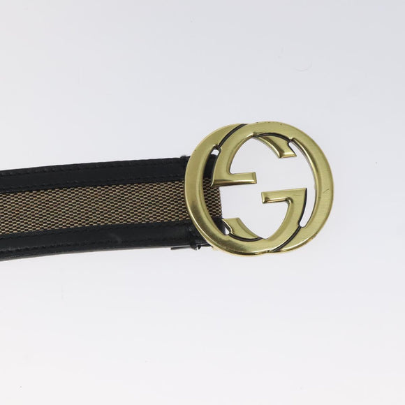 GUCCI Interlocking Belt Canvas 33.1"" Black Gold 29882 Auth th6038