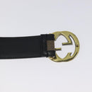 GUCCI Interlocking Belt Canvas 33.1"" Black Gold 29882 Auth th6038-8