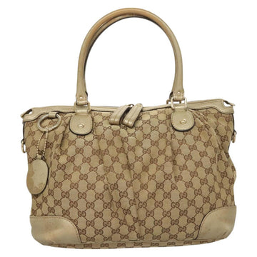 GUCCI GG Canvas Hand Bag 2way Beige Gold 285730 Auth th6045 - 0