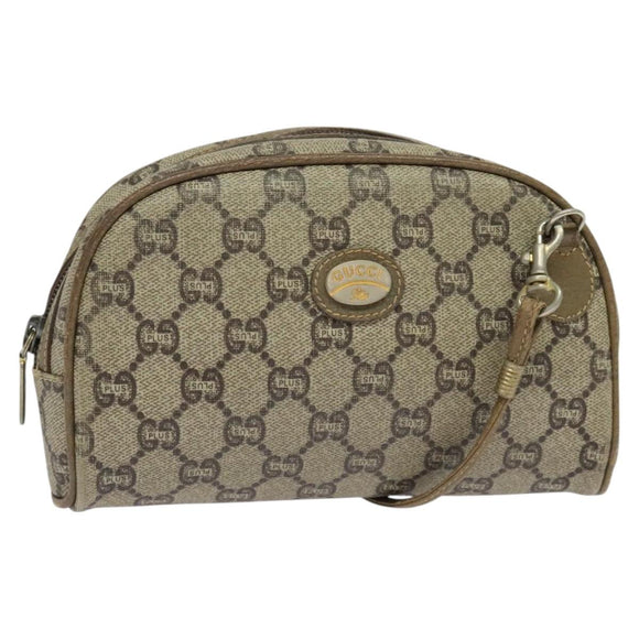GUCCI GG Plus Supreme Shoulder Bag PVC Beige Gold Auth th6055
