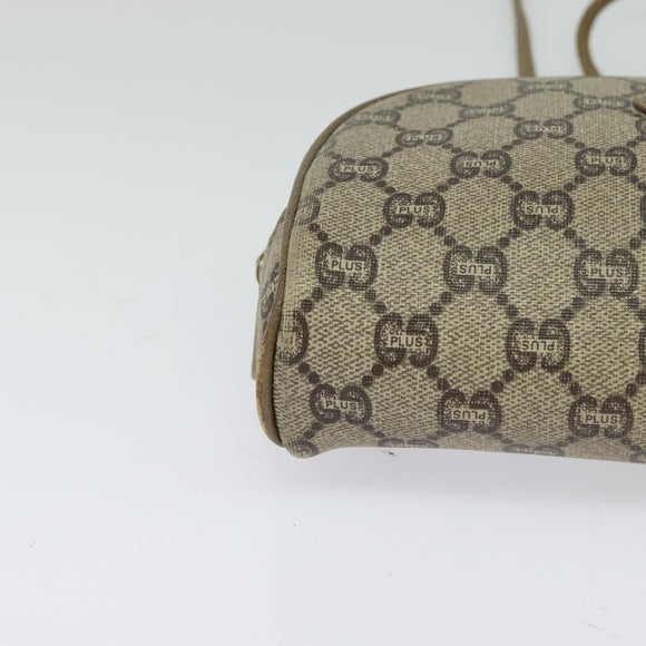 GUCCI GG Plus Supreme Shoulder Bag PVC Beige Gold Auth th6055