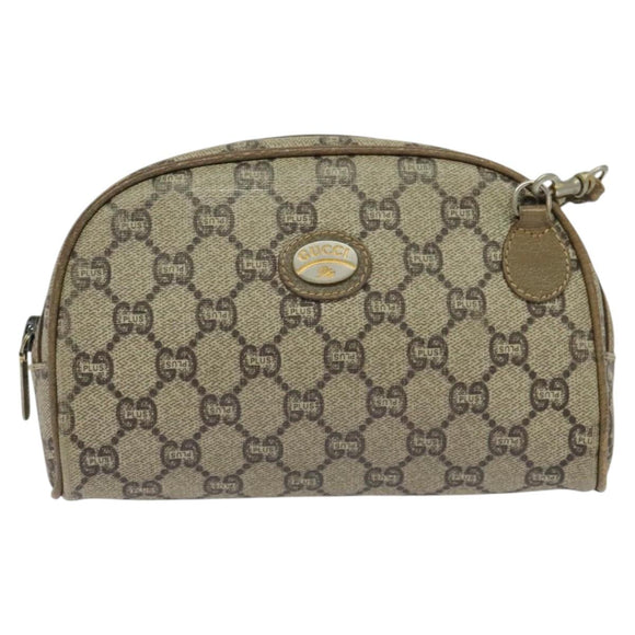 GUCCI GG Plus Supreme Shoulder Bag PVC Beige Gold Auth th6055