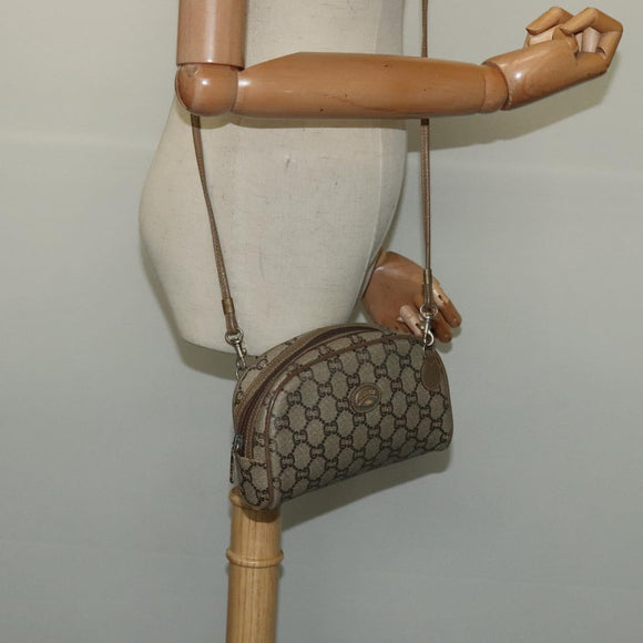 GUCCI GG Plus Supreme Shoulder Bag PVC Beige Gold Auth th6055