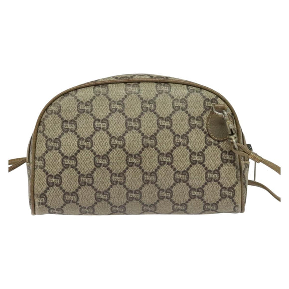 GUCCI GG Plus Supreme Shoulder Bag PVC Beige Gold Auth th6055