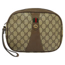 GUCCI GG Supreme Web Sherry Line Clutch Bag PVC Beige Gold 89 01 034 Auth th6057-13