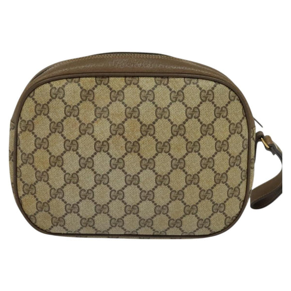 GUCCI GG Supreme Web Sherry Line Clutch Bag PVC Beige Gold 89 01 034 Auth th6057