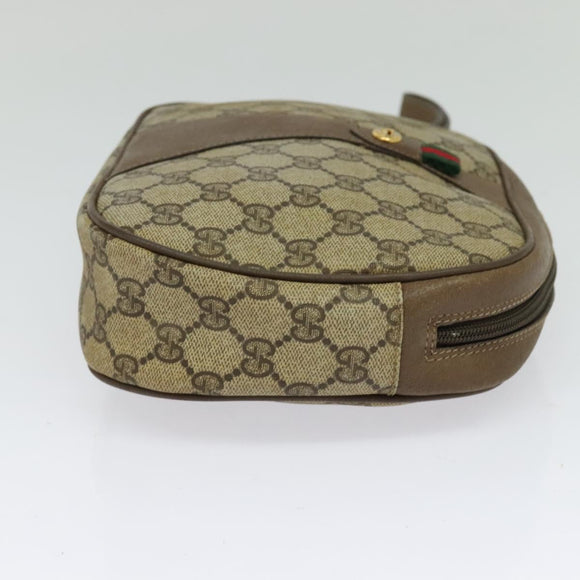 GUCCI GG Supreme Web Sherry Line Clutch Bag PVC Beige Gold 89 01 034 Auth th6057