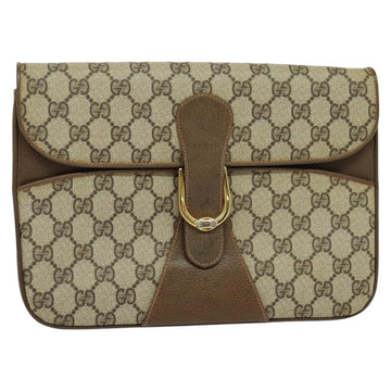 GUCCI GG Supreme Shoulder Bag PVC Beige Gold Auth th6066