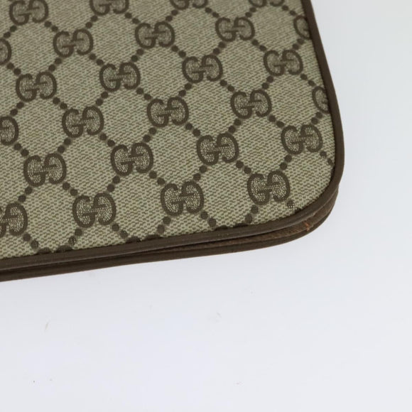 GUCCI GG Supreme Shoulder Bag PVC Beige Gold Auth th6066