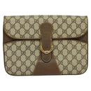 GUCCI GG Supreme Shoulder Bag PVC Beige Gold Auth th6066-2