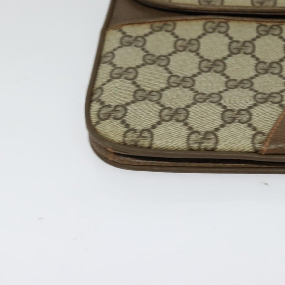 GUCCI GG Supreme Shoulder Bag PVC Beige Gold Auth th6066