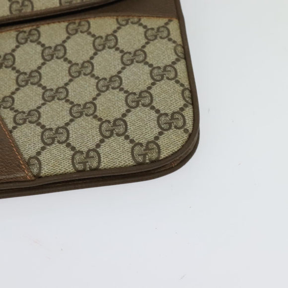 GUCCI GG Supreme Shoulder Bag PVC Beige Gold Auth th6066