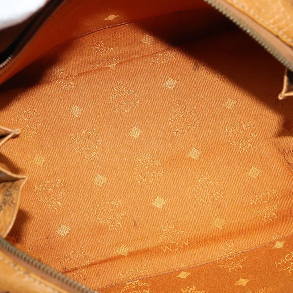 MCM Hand Bag PVC Leather Brown Gold Auth th6067