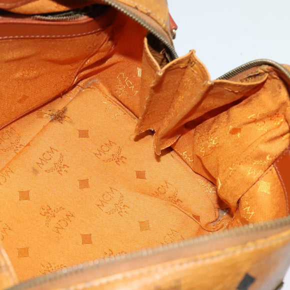 MCM Hand Bag PVC Leather Brown Gold Auth th6067