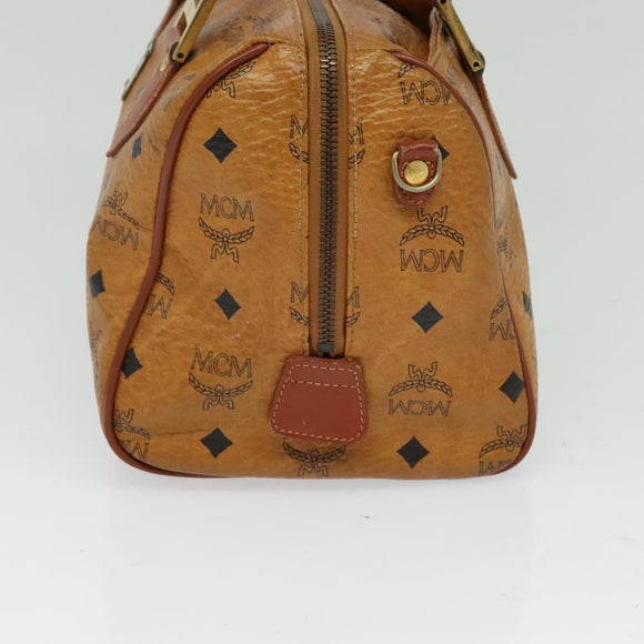 MCM Hand Bag PVC Leather Brown Gold Auth th6067