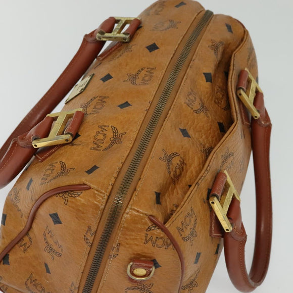 MCM Hand Bag PVC Leather Brown Gold Auth th6067