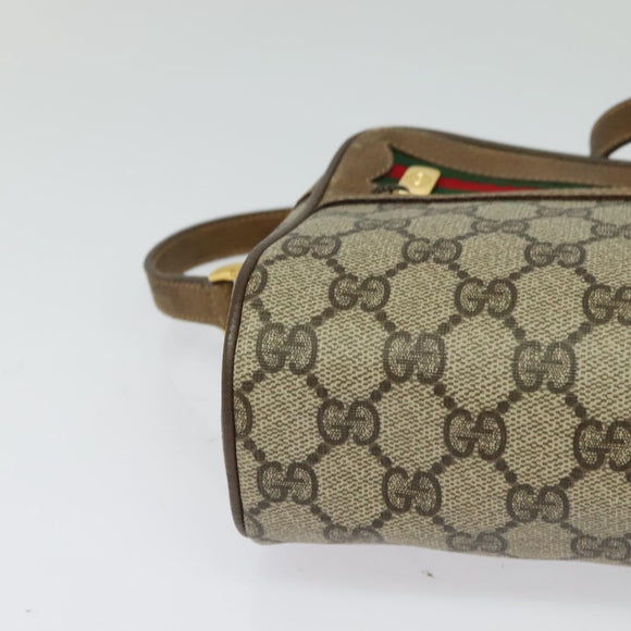 GUCCI GG Supreme Web Sherry Line Bag PVC Beige Gold 56 02 087 Auth th6069