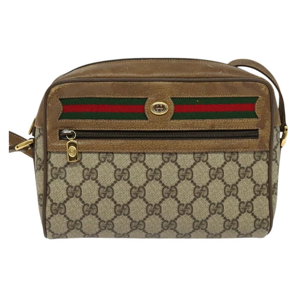 GUCCI GG Supreme Web Sherry Line Bag PVC Beige Gold 56 02 087 Auth th6069