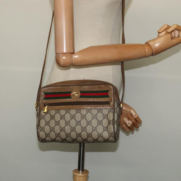 GUCCI GG Supreme Web Sherry Line Bag PVC Beige Gold 56 02 087 Auth th6069