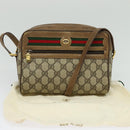 GUCCI GG Supreme Web Sherry Line Bag PVC Beige Gold 56 02 087 Auth th6069-22
