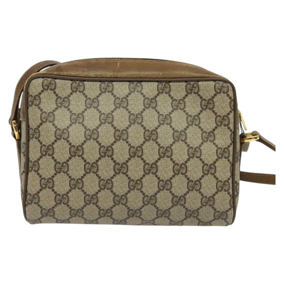 GUCCI GG Supreme Web Sherry Line Bag PVC Beige Gold 56 02 087 Auth th6069