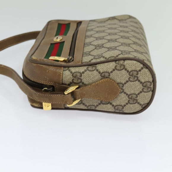 GUCCI GG Supreme Web Sherry Line Bag PVC Beige Gold 56 02 087 Auth th6069