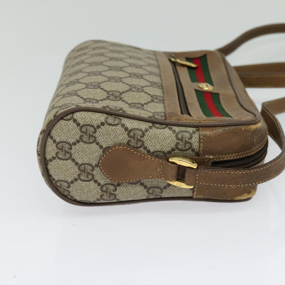 GUCCI GG Supreme Web Sherry Line Bag PVC Beige Gold 56 02 087 Auth th6069