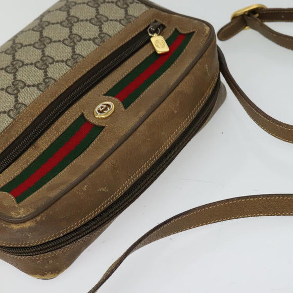 GUCCI GG Supreme Web Sherry Line Bag PVC Beige Gold 56 02 087 Auth th6069