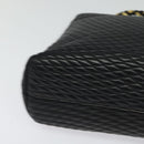 BALLY Quilted Chain Shoulder Bag Leather Black Gold Auth th6071-14