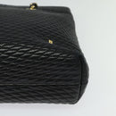 BALLY Quilted Chain Shoulder Bag Leather Black Gold Auth th6071-15